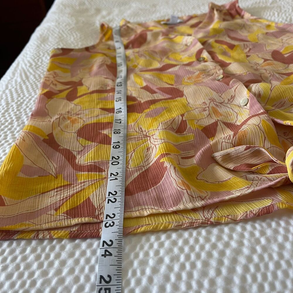 Nine West Women's sleeveless blouse floral front tie Tank Top Shirt Size M - Picture 6 of 7